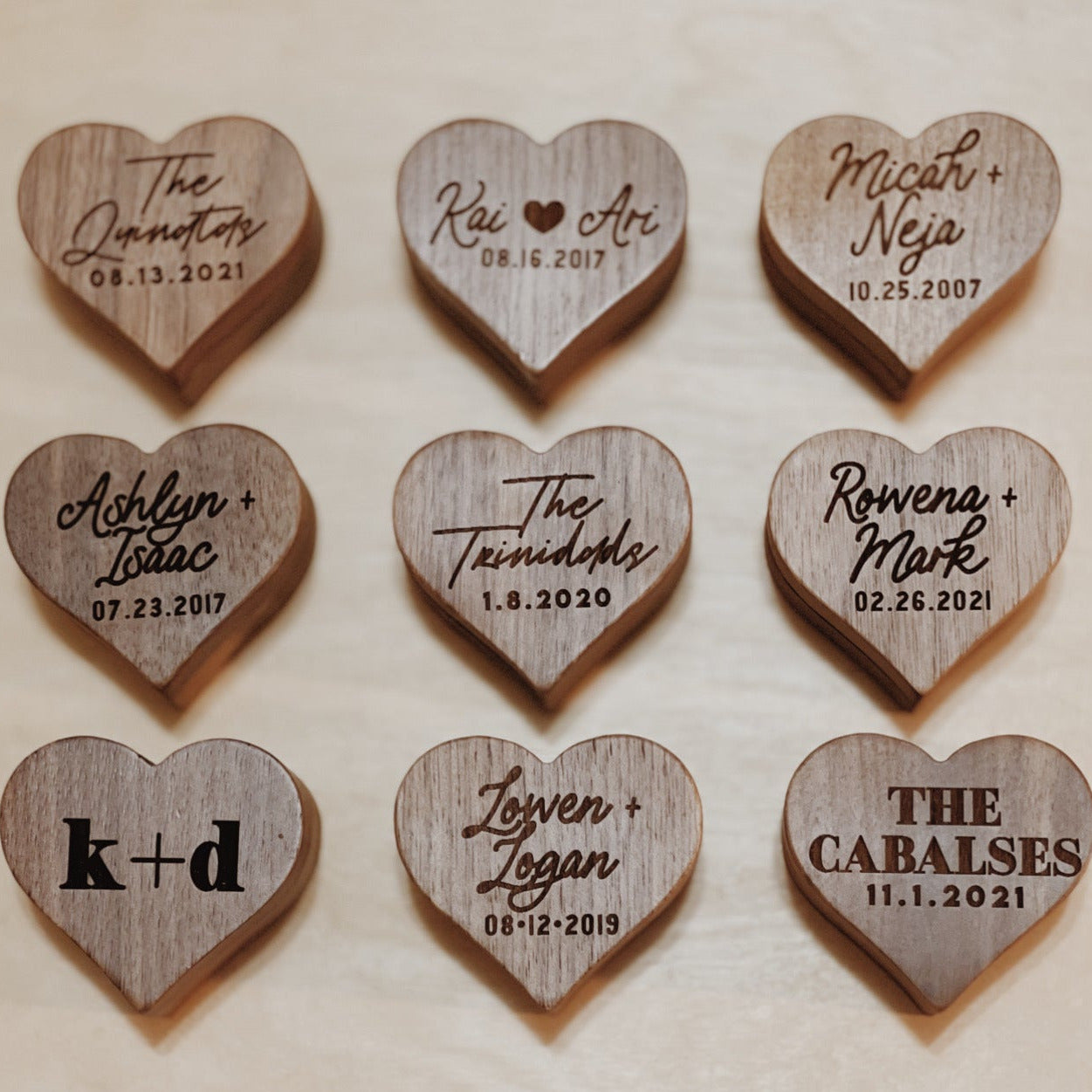 Personalized HEART Walnut Ring Box