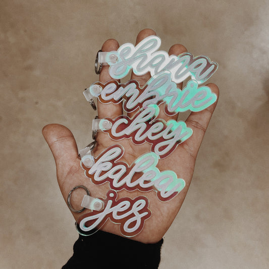 Personalized Single Layer IRIDESCENT Acrylic Keychain