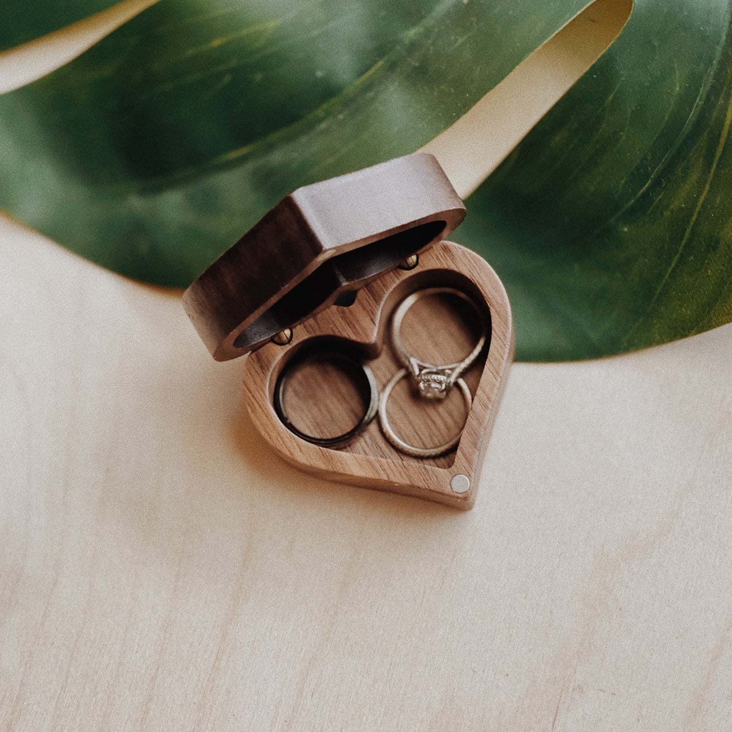 Personalized HEART Walnut Ring Box