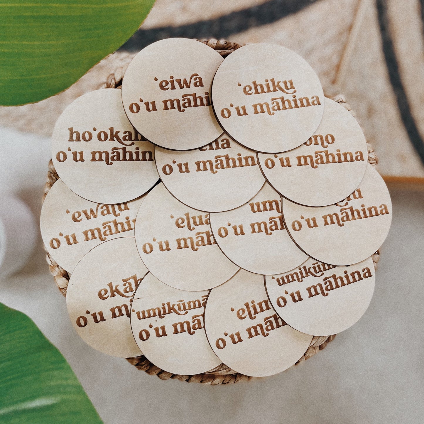 Hawaiian Themed Wooden Baby Milestones