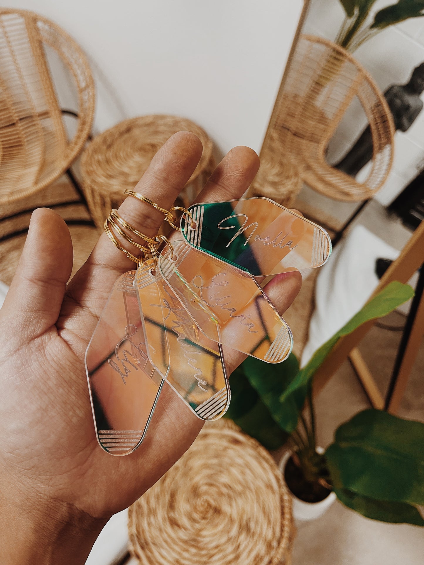 Personalized Iridescent Motel Keychain
