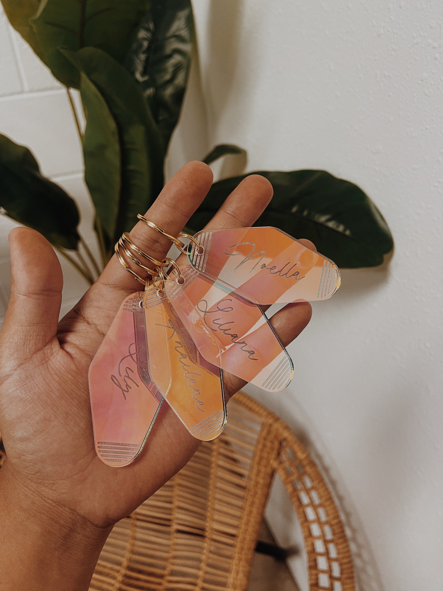 Personalized Iridescent Motel Keychain