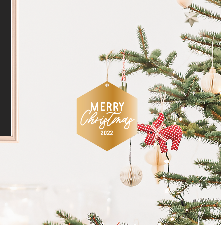 Modern Holiday Hexagon Ornament