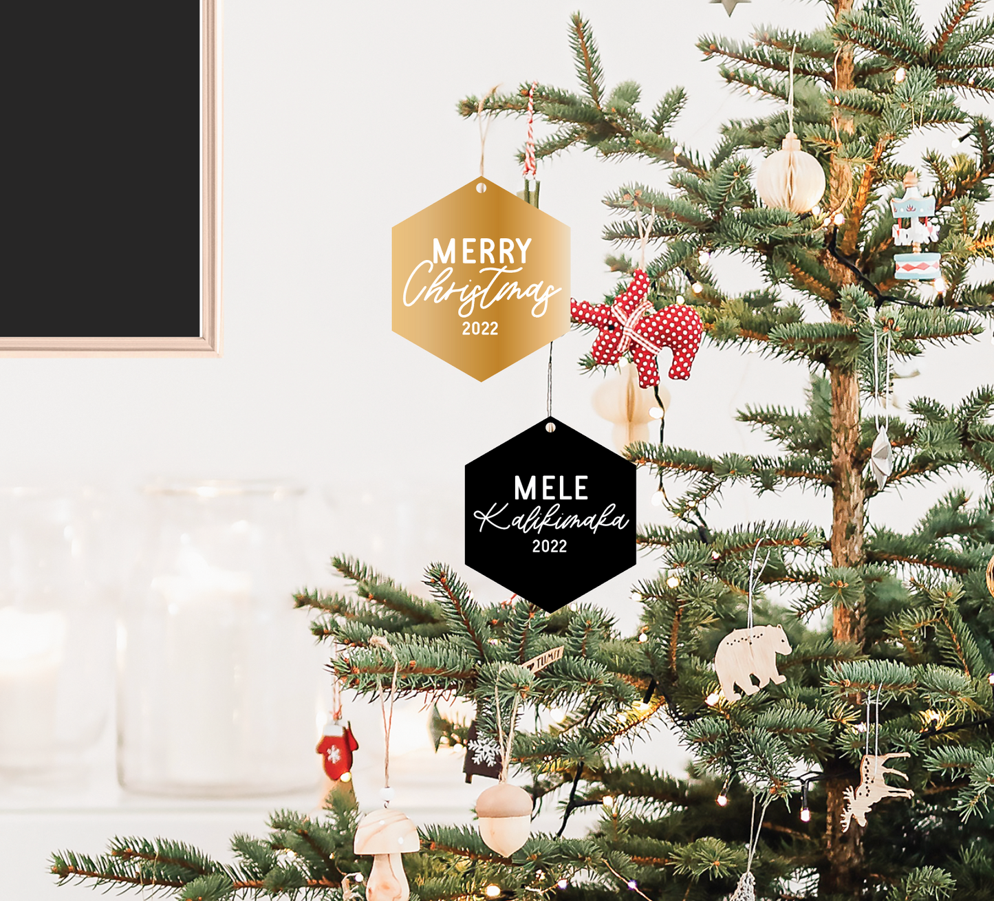 Modern Holiday Hexagon Ornament