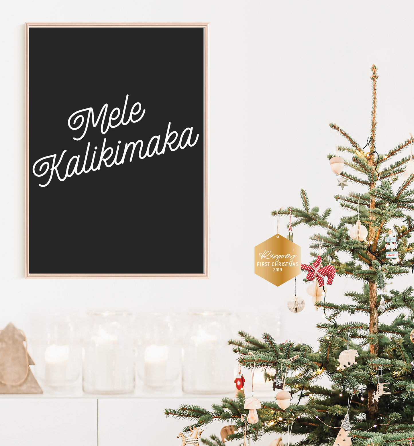 Modern Baby's First Xmas Hexagon Ornament