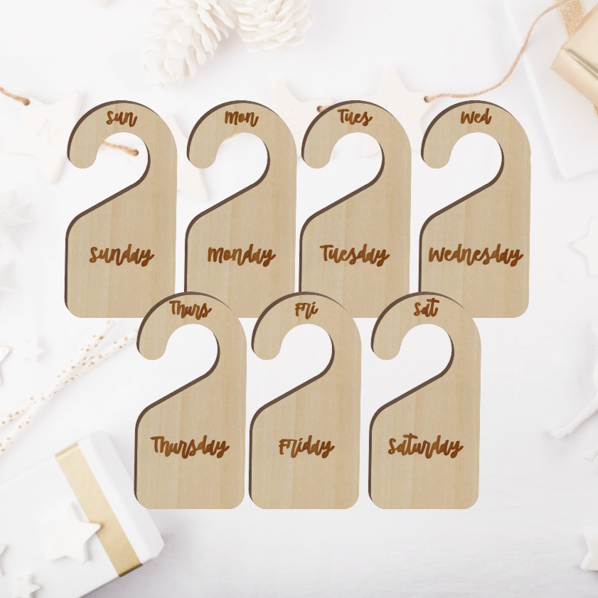 Wooden Baby Clothes Dividers (days of the week)