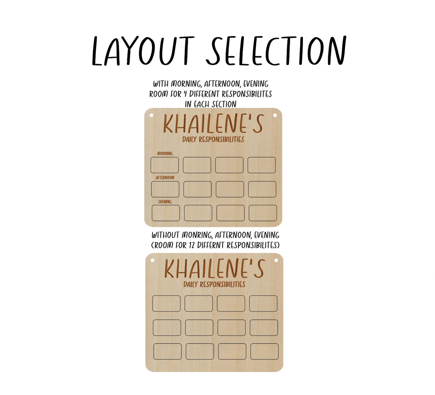 Wooden Responsibility Chart