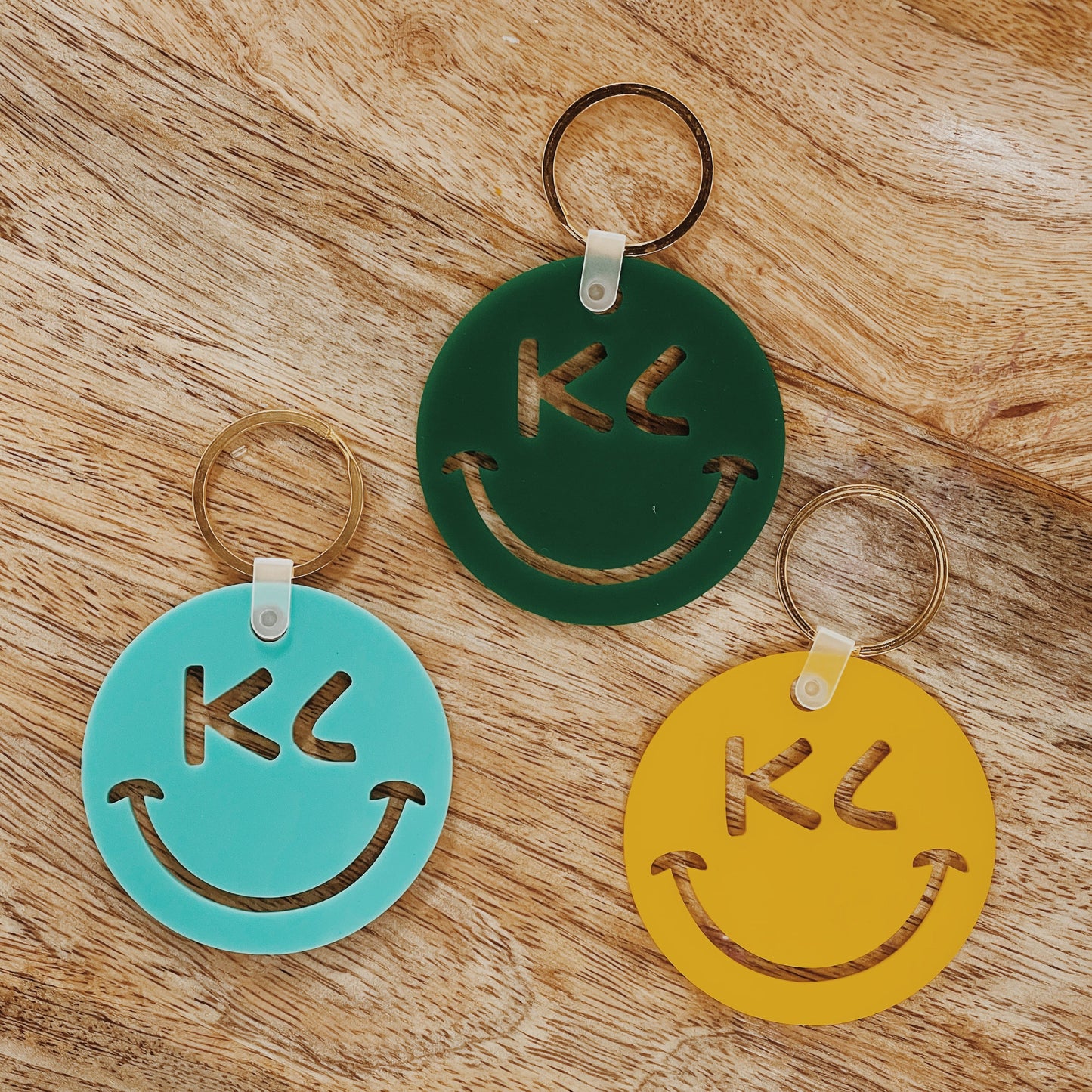 Personalized INITIAL Retro Smiley Keychain