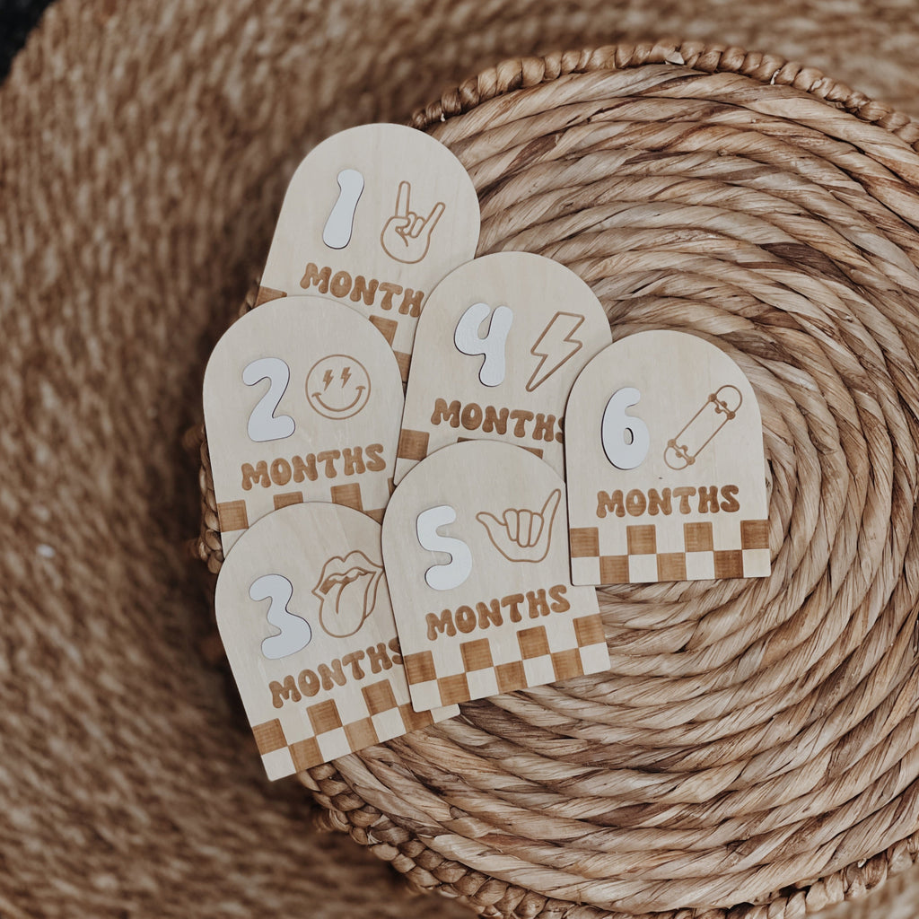 Retro Arch Wooden Baby Milestone
