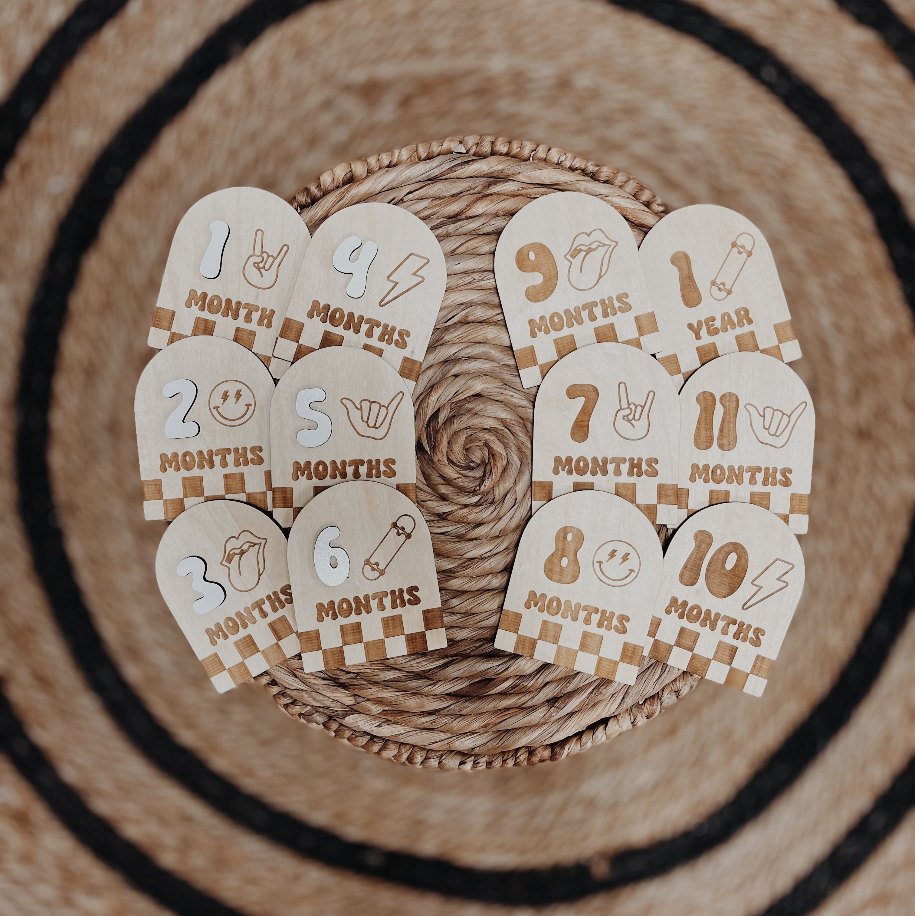 Retro Arch Wooden Baby Milestone