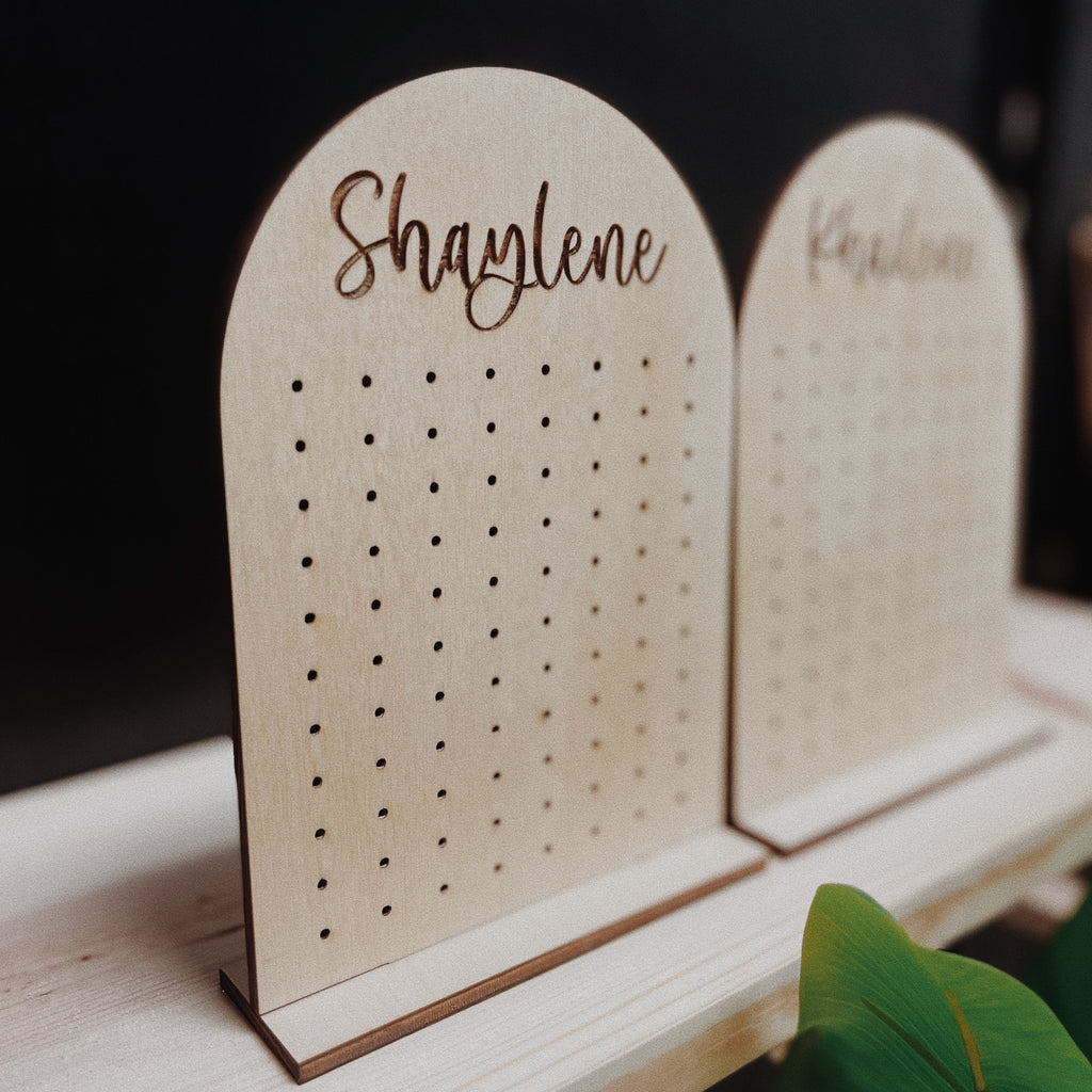 Personalized Wooden Arch Earring Stand