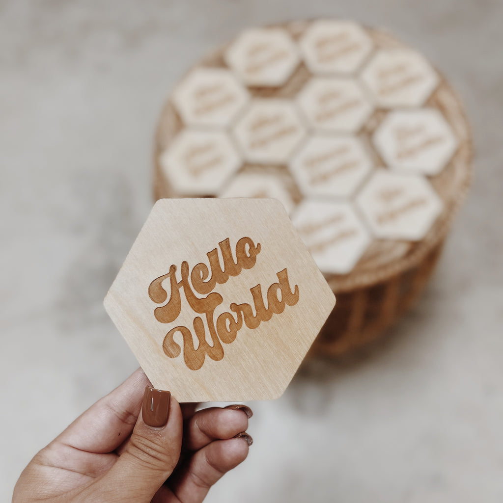 Retro Hexagon Wooden Baby Milestones