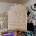 Custom ARCH STYLE Business 3D Table Top Wood Signage