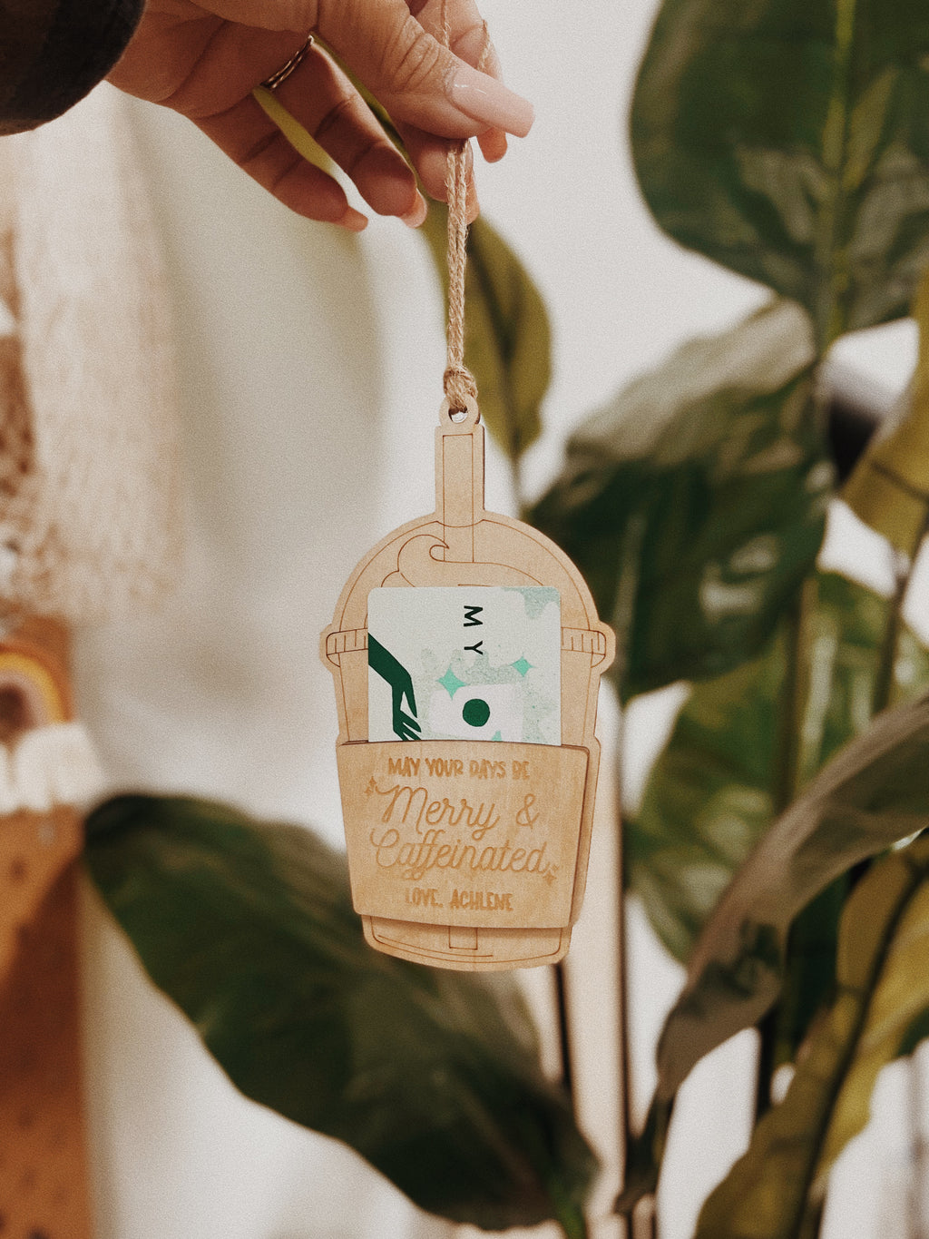 Personalized Wood Gift Card Holder | Iced Frappucino Version
