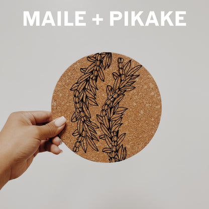 Hawaiian Foliage Themed 7” Cork Trivet | Hot Pad