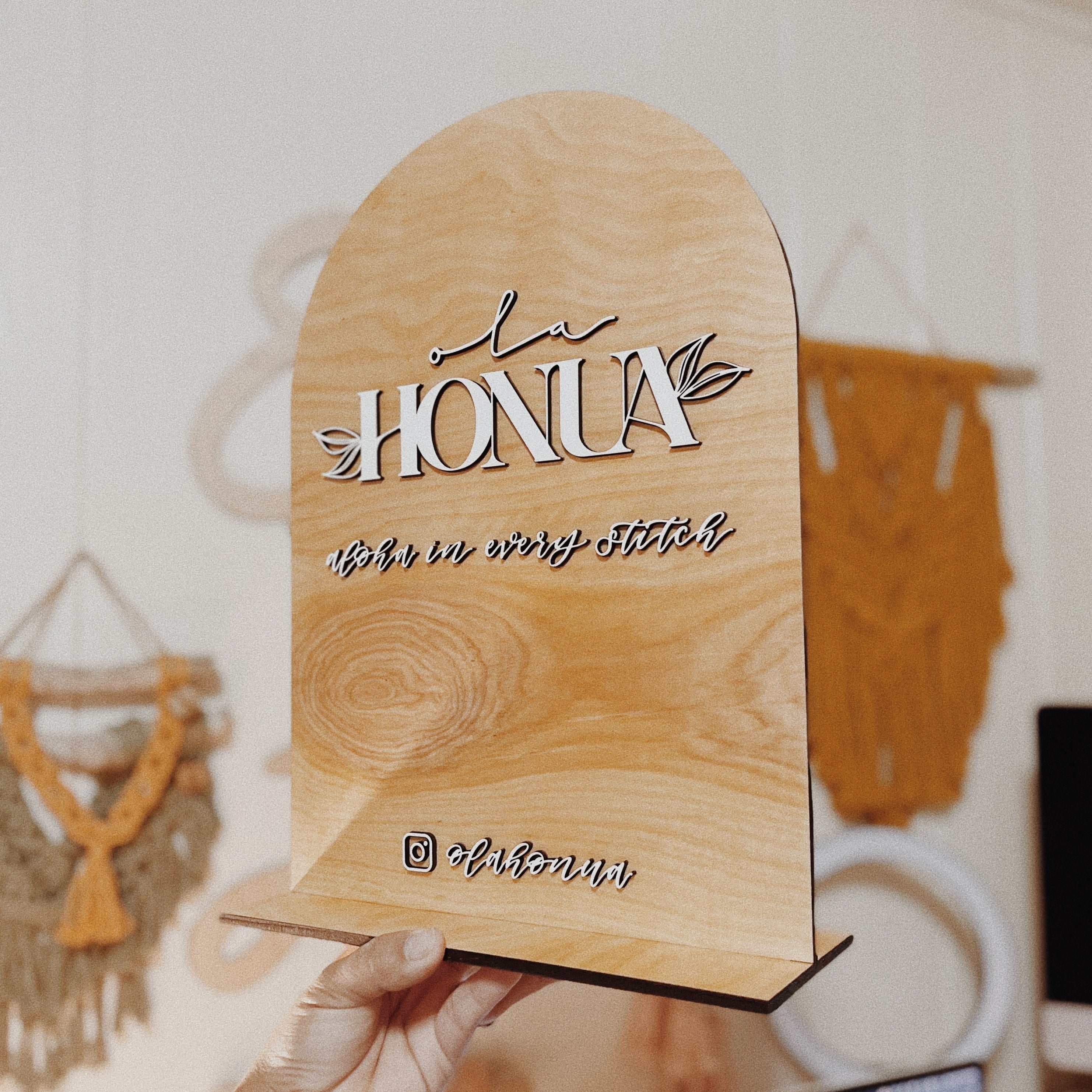 Custom ARCH STYLE Business 3D Table Top Wood Signage