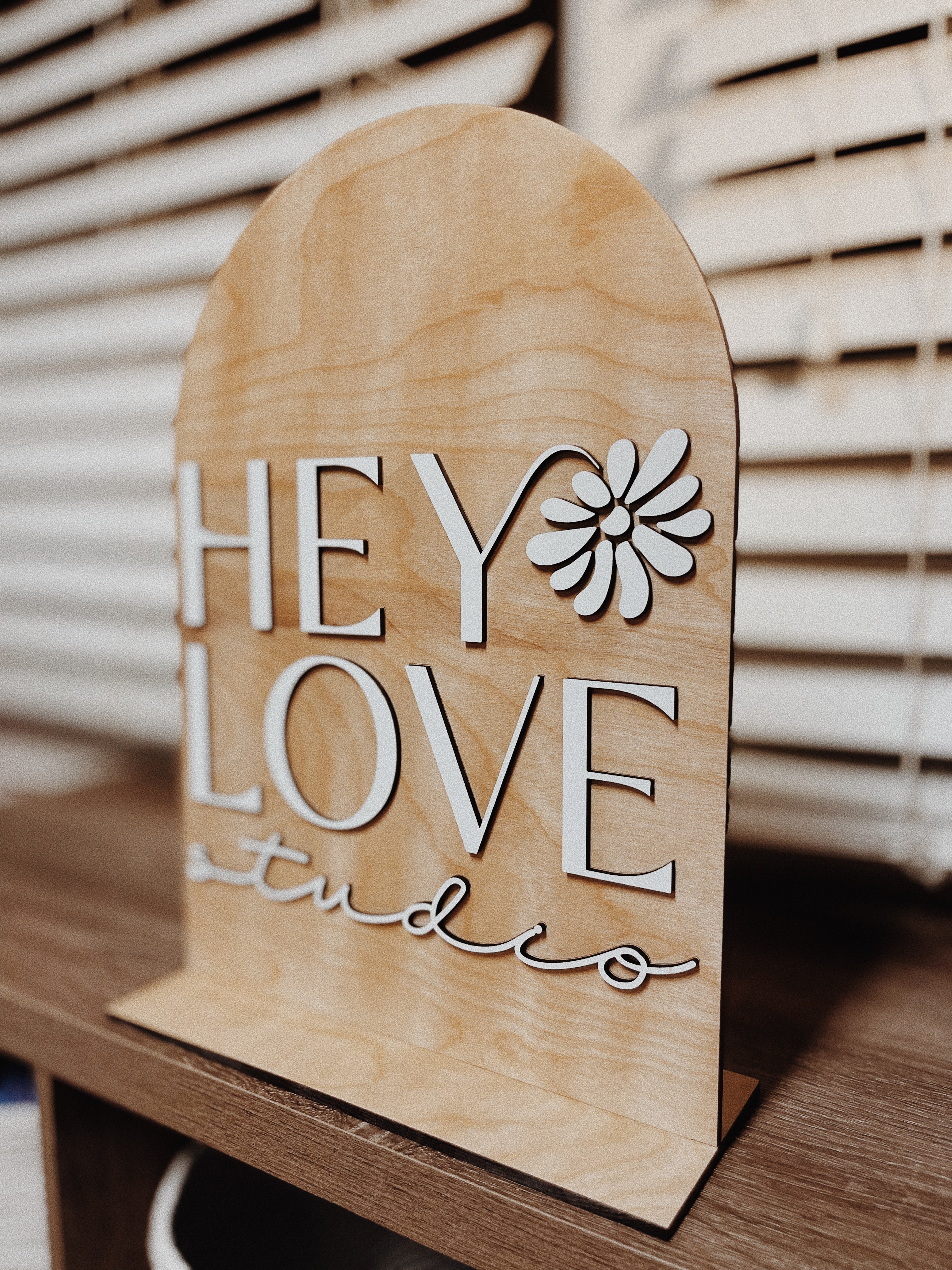 Custom ARCH STYLE Business 3D Table Top Wood Signage