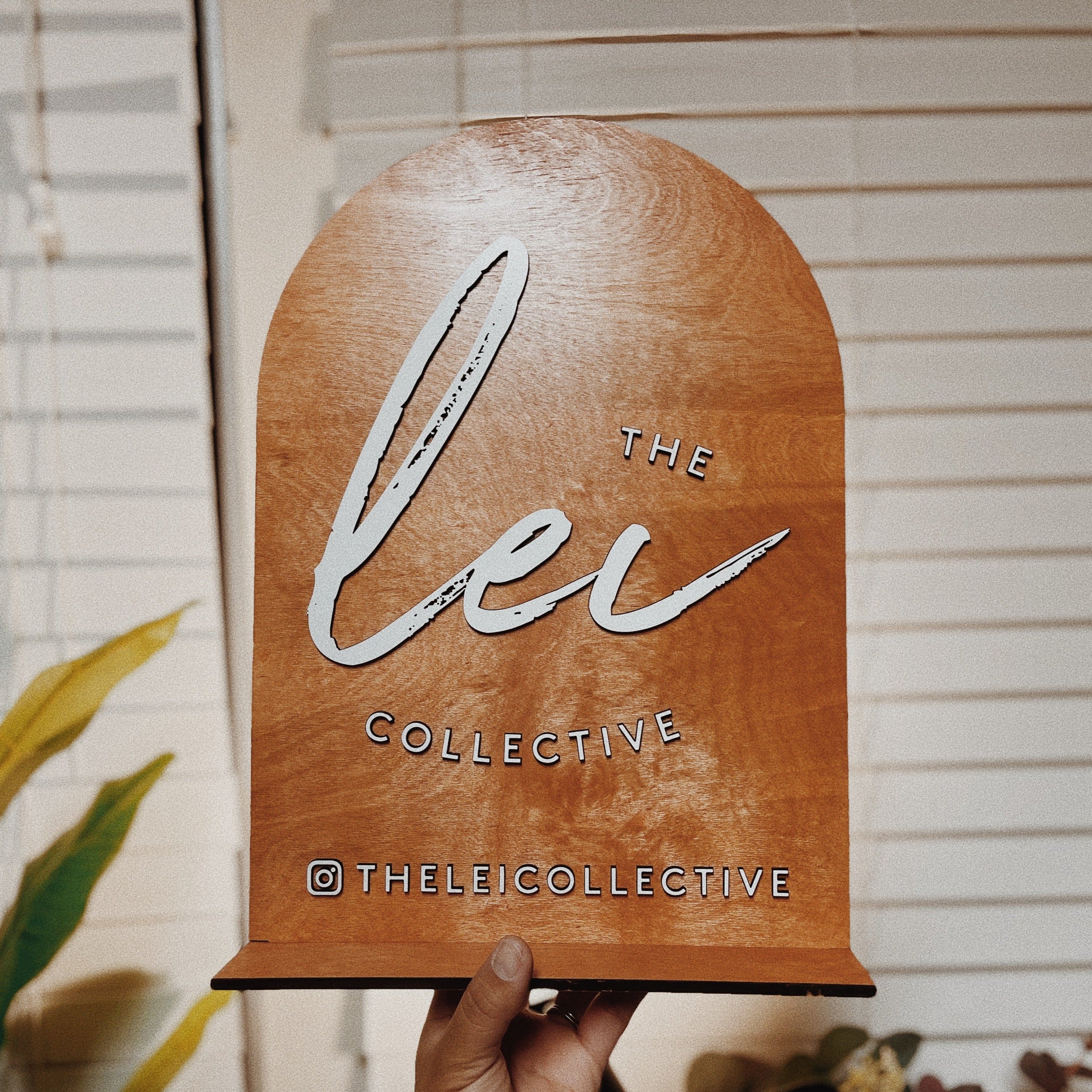 Custom ARCH STYLE Business 3D Table Top Wood Signage
