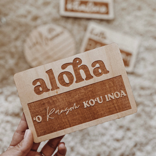 Personalized Boho Hawaiian Wooden Birth Announcement