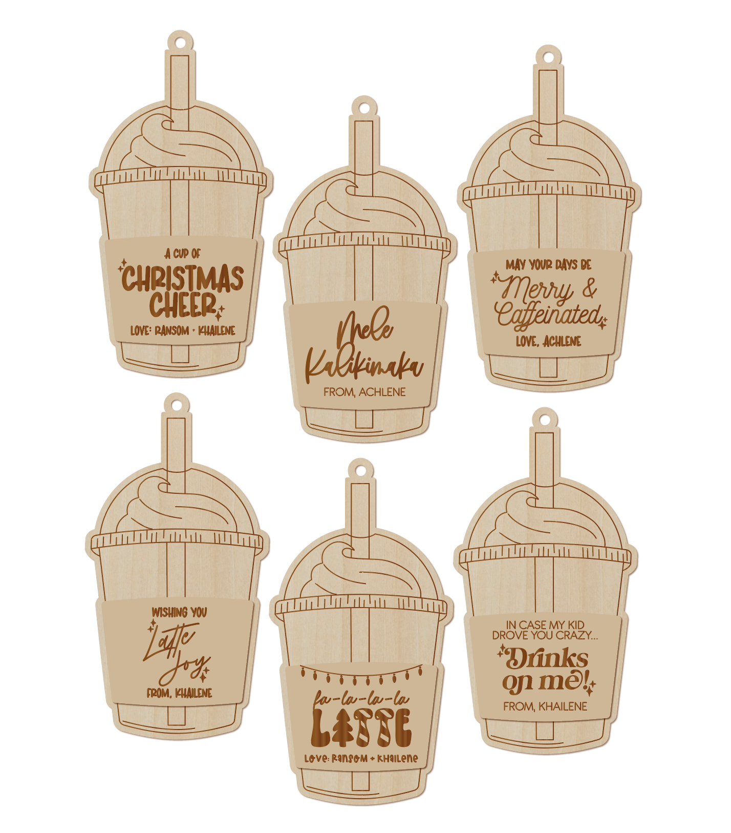Personalized Wood Gift Card Holder | Iced Frappucino Version