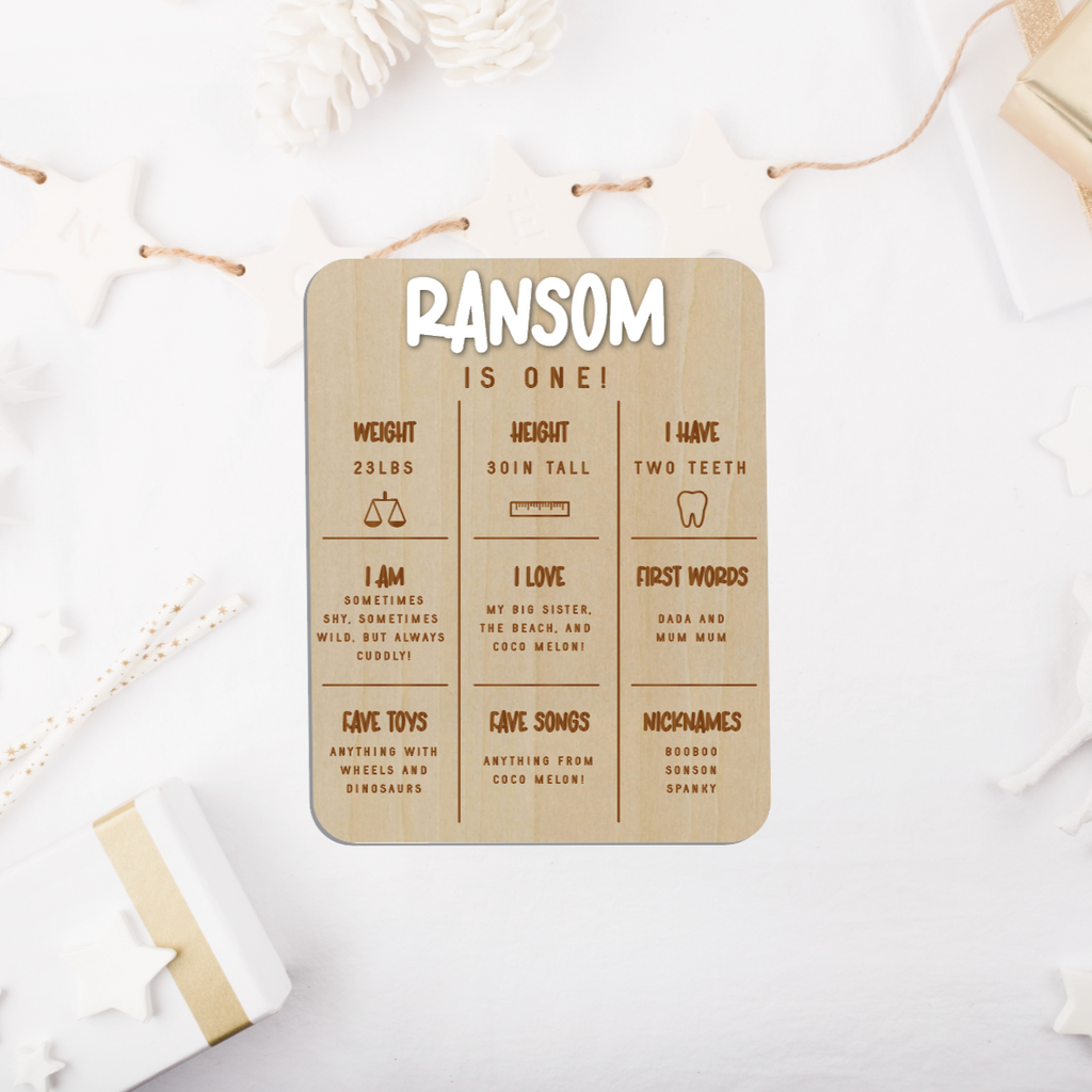 Your Kid is One Infographic Wooden Sign