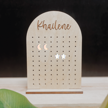Personalized Wooden Arch Earring Stand