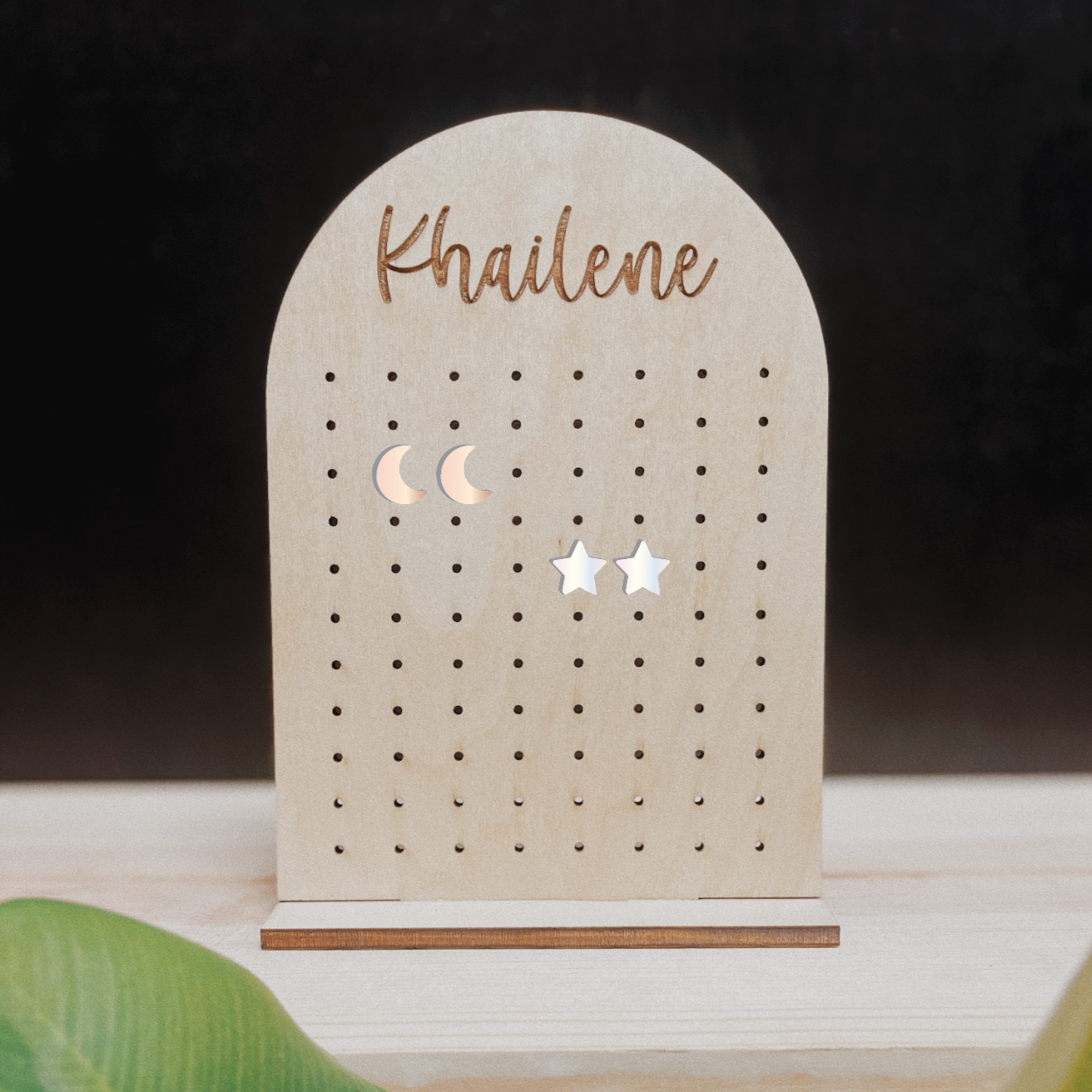 Personalized Wooden Arch Earring Stand