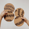 Hawaiian Foliage Themed 7” Cork Trivet | Hot Pad