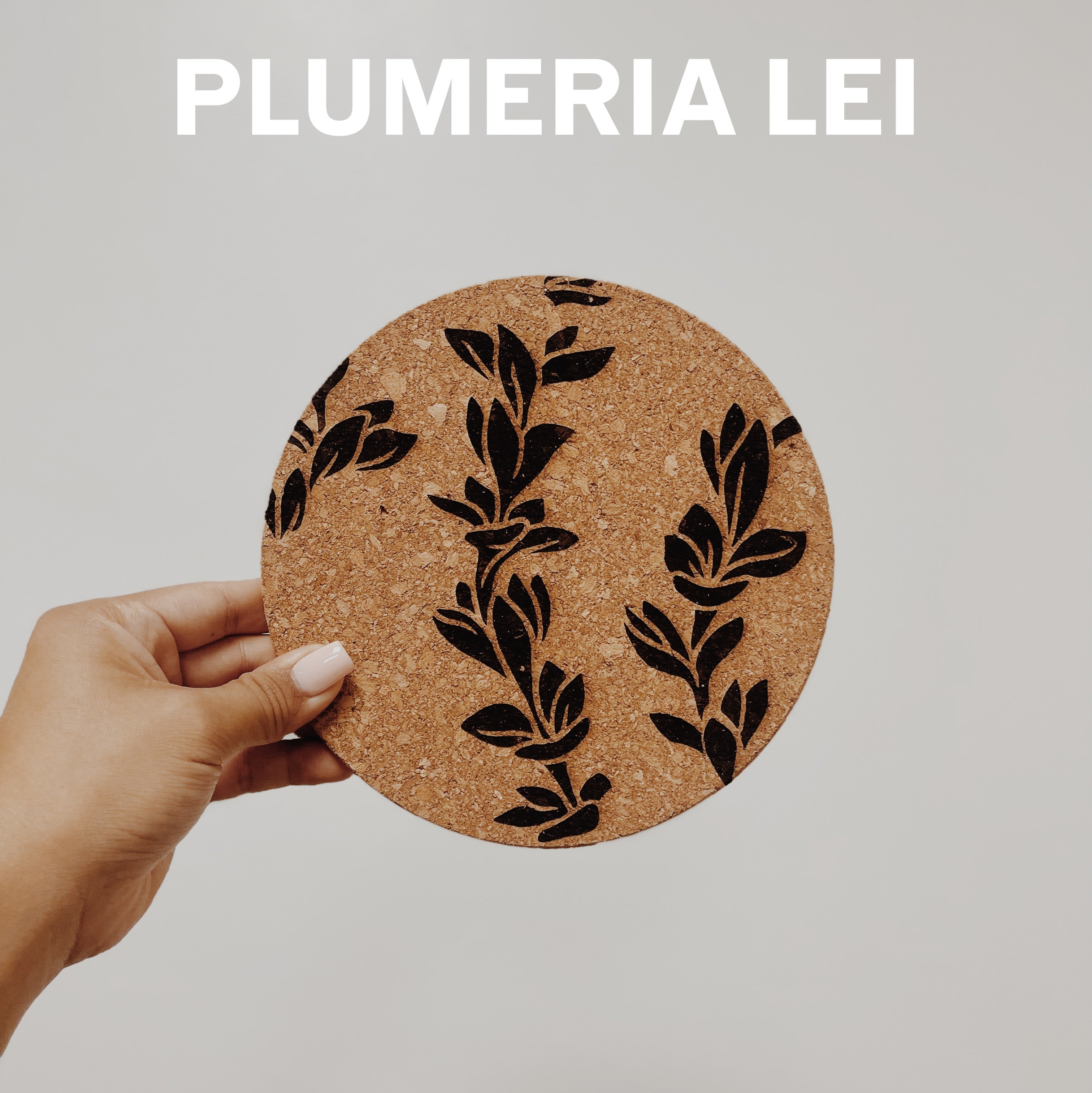 Hawaiian Foliage Themed 7” Cork Trivet | Hot Pad